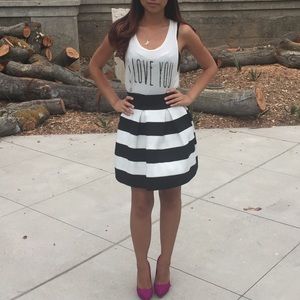 High waisted striped skirt